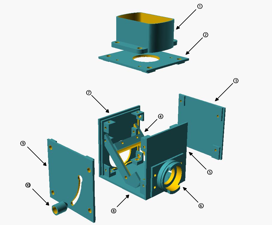 Exploded view of flash cube